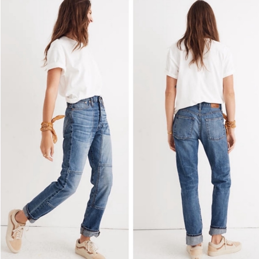 Madewell Rivet & Thread Patchwork Slim Boyjeans